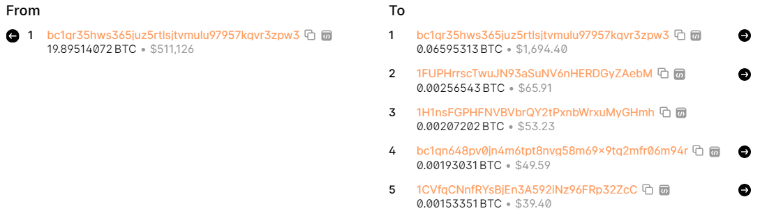 $500K in Bitcoin Transaction Fee - Blockchain Explorer