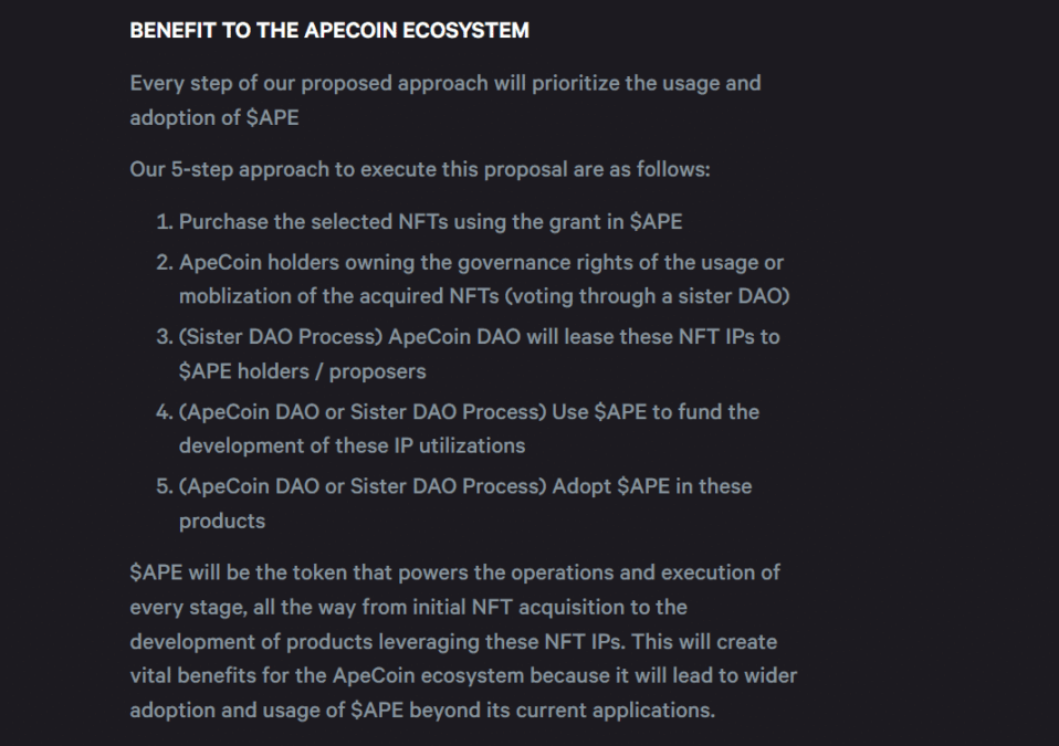 Benefit to the apecoin ecosystem