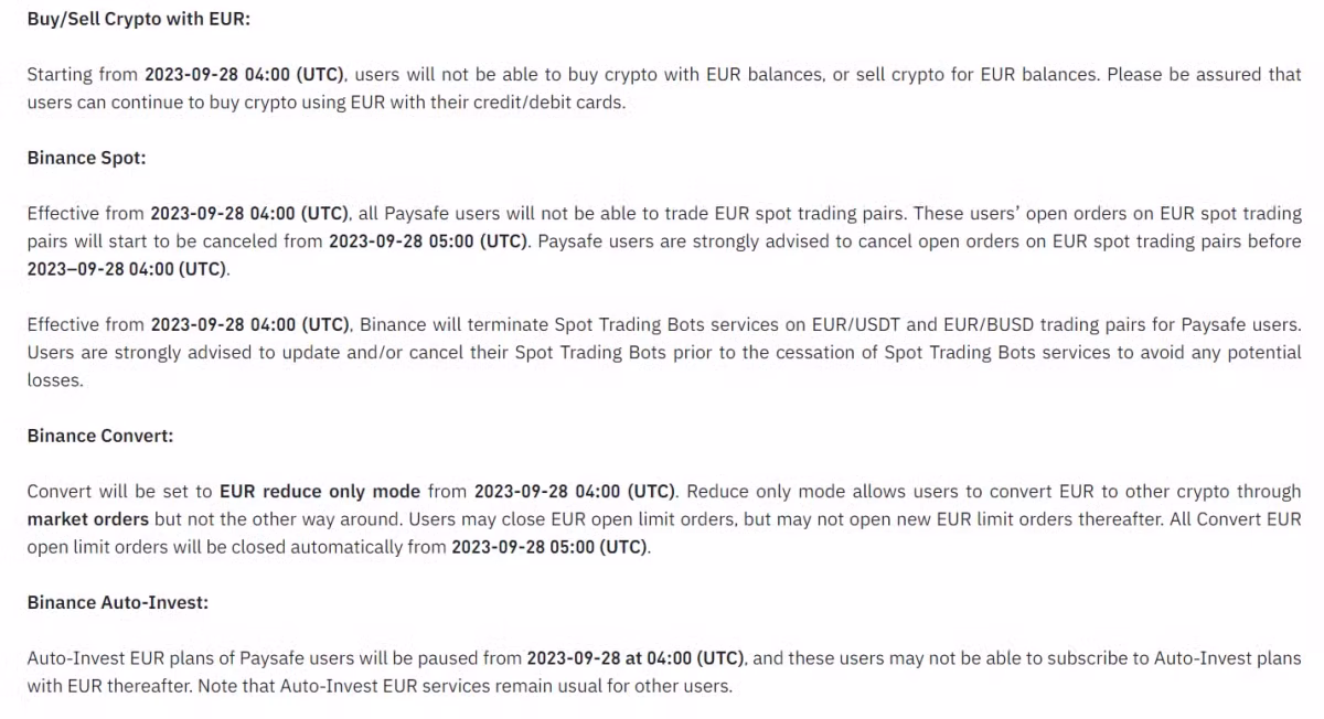 Binance suspends EUR services