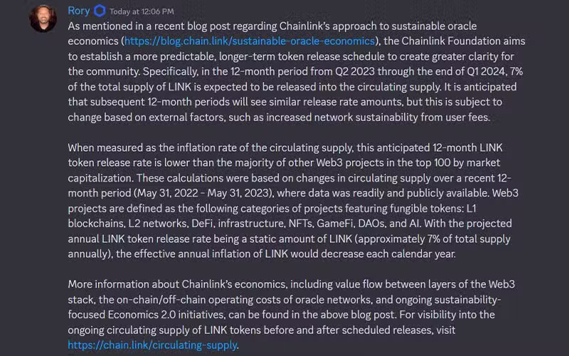 Chainlink LINK token release schedule explanation