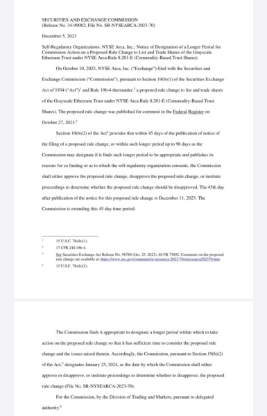  Sec Delays Grayscale Etf