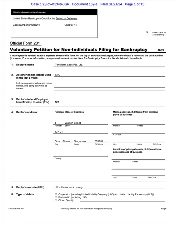 Terraform Bankruptcy Filing