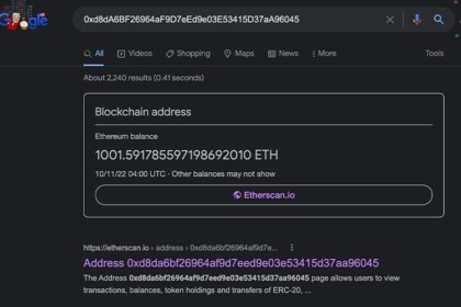 Google Enables Users to View Balances of Ethereum Addresses