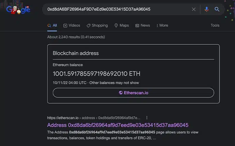 Google Enables Users to View Balances of Ethereum Addresses