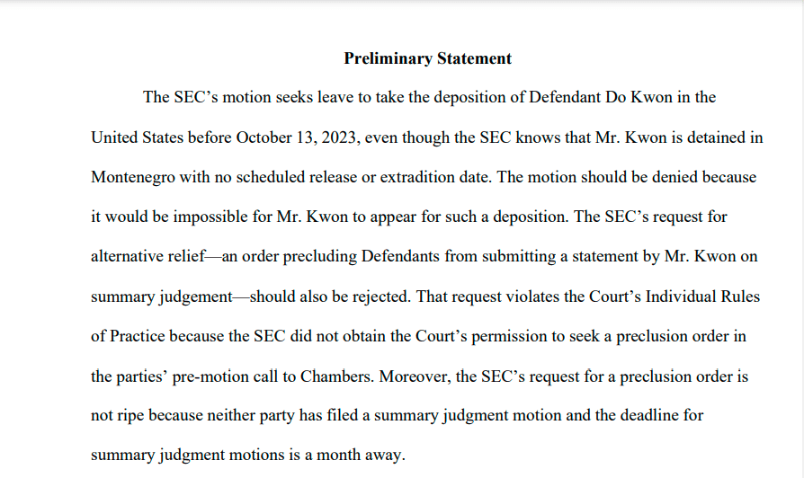 Do Kwon & Terraform Labs Filing 
