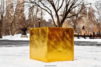 German Artist Installs Gold Cube in Central Park