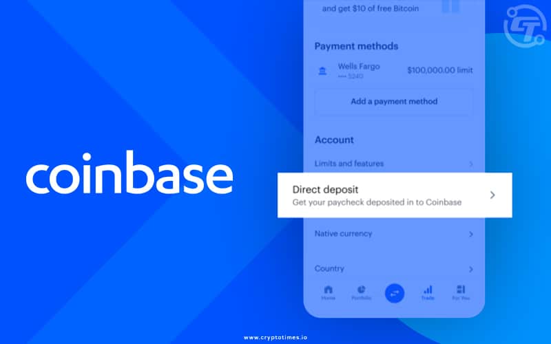 Coinbase to Roll Out Direct Deposit of Paychecks for US Users