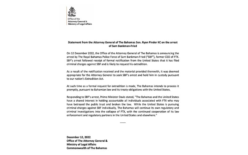 Statement from Bahamas AG