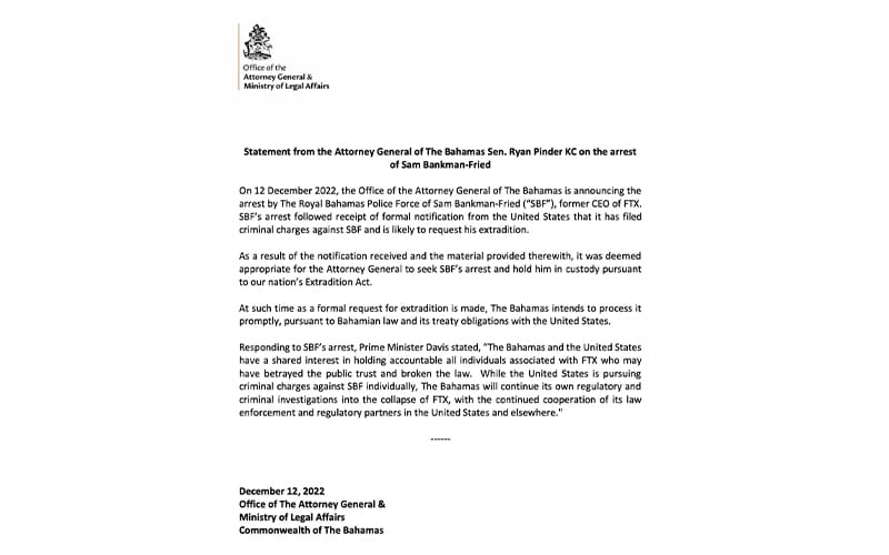 Statement From Bahamas Ag