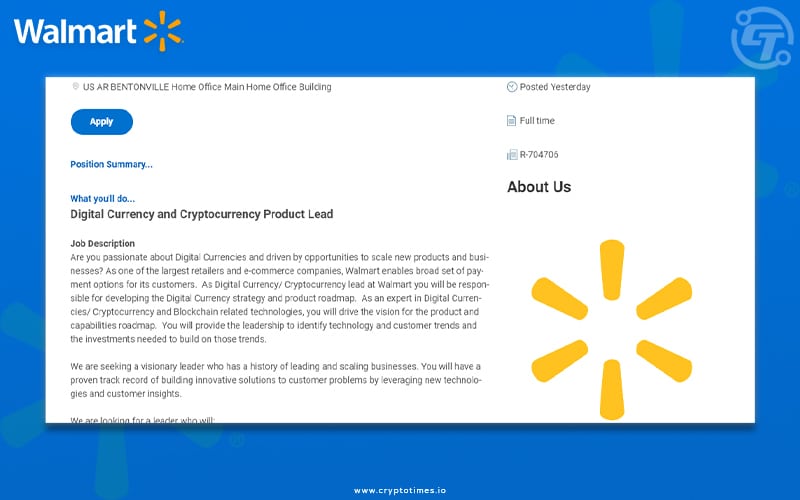 Walmart is Looking To Hire Digital and Crypto Expert
