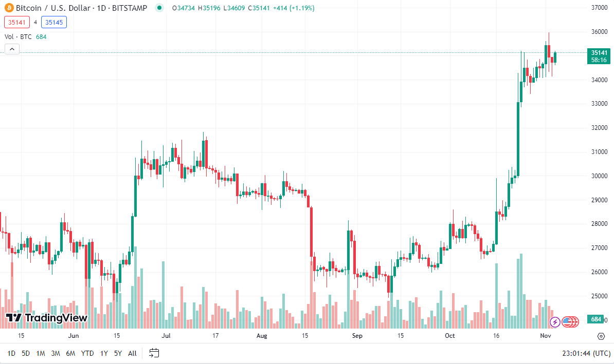 Bitcoin’s Price Chart | Source : Trading View
