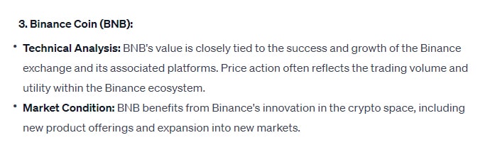 ChatGPT's Prediction For Binance Coin