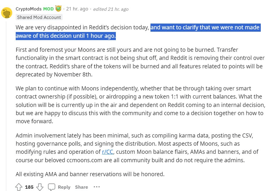 MOD Announcement - r/CryptoCurrency Subreddit 