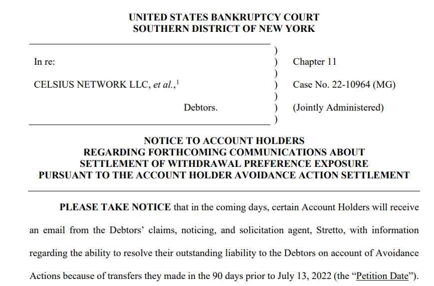 US Bankruptcy Court Southern Notice