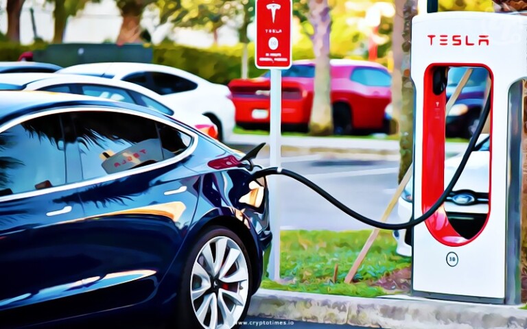 dogecoin payment at Tesla Supercharger Station