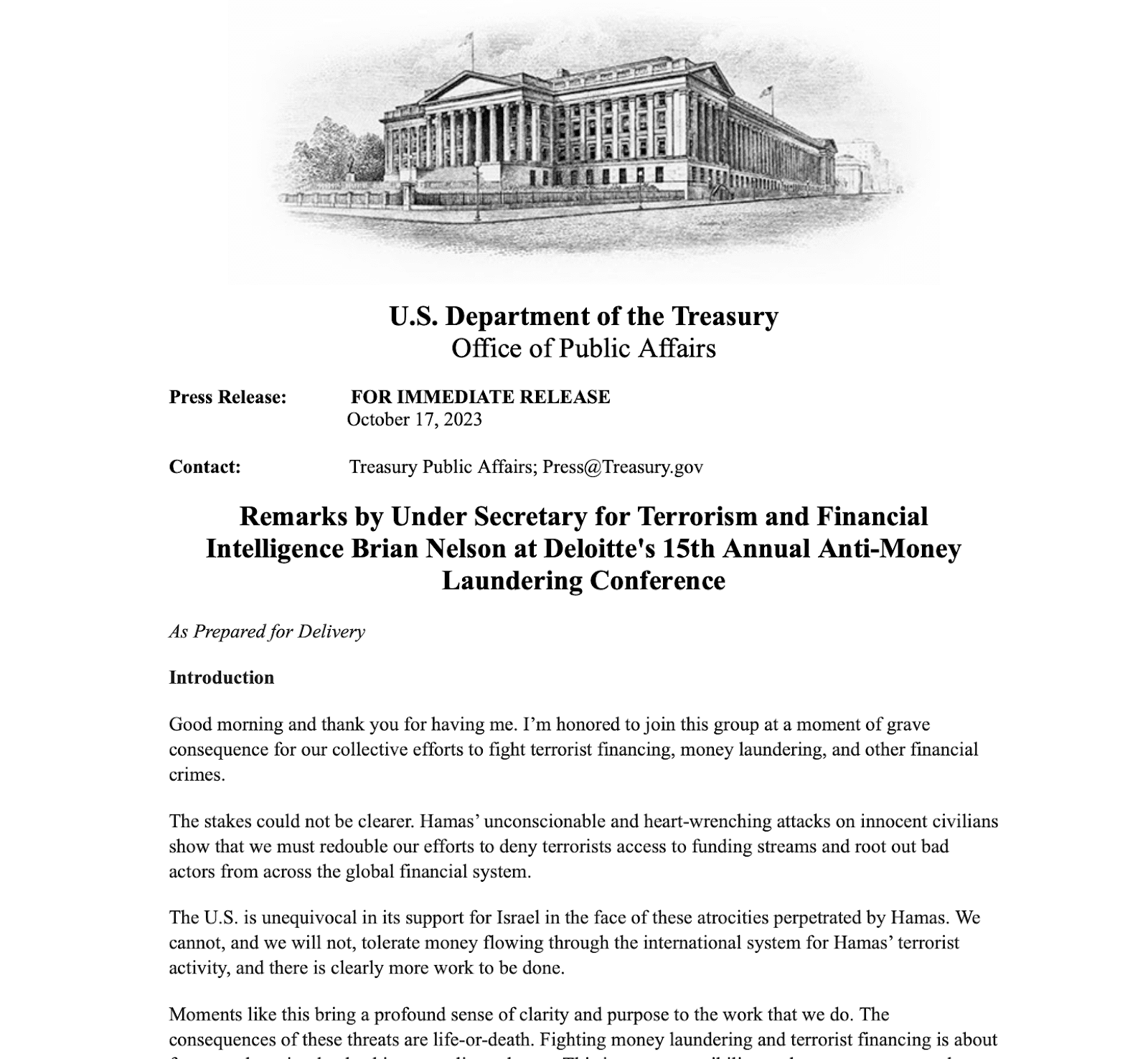 Letter Against Crypto Terrorism Financing