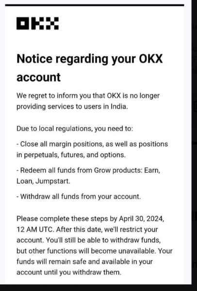Notice to Indian OKX Users,