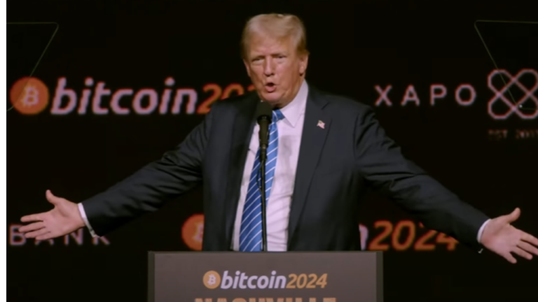 Former U.S. president Donald Trump at the Bitcoin 2024 Nashville event.