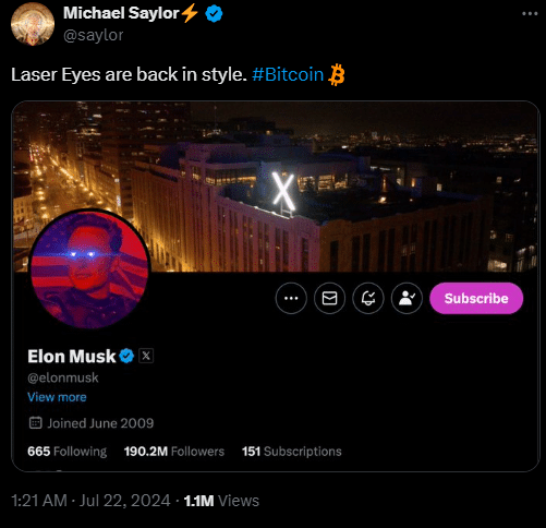 X Post of Michael Saylor