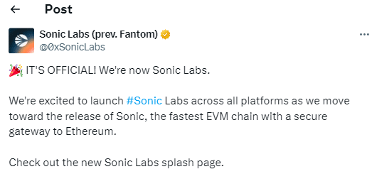 Fantom Rebrands To Sonic Labs To Launch Evm Chain This Year 2 Fantom Rebrands To Sonic Labs Unveils Evm Chain Launch Plan
