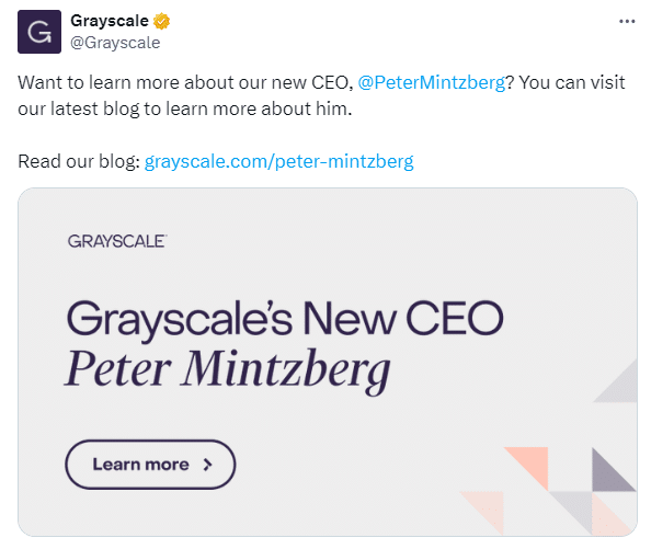 Grayscale Appoints Peter Mintzberg As New Ceo After Sonnenshein Exit