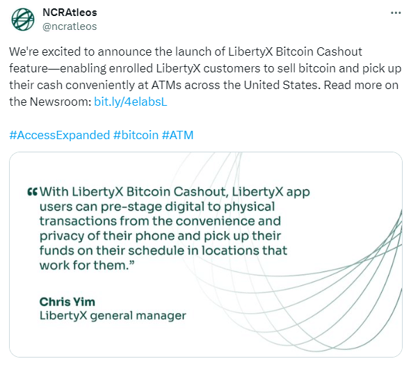 Ncr Atleos Launches Libertyx Bitcoin To Cash Atms In The U.s.