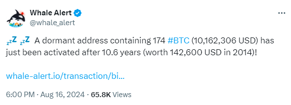 Old Bitcoin Wallet Moves $10.2M After 10 Years Of Dormancy