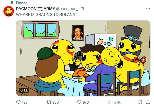 Pacmoon $PAC Leaves Blast for Solana Rebrands to $ARMY