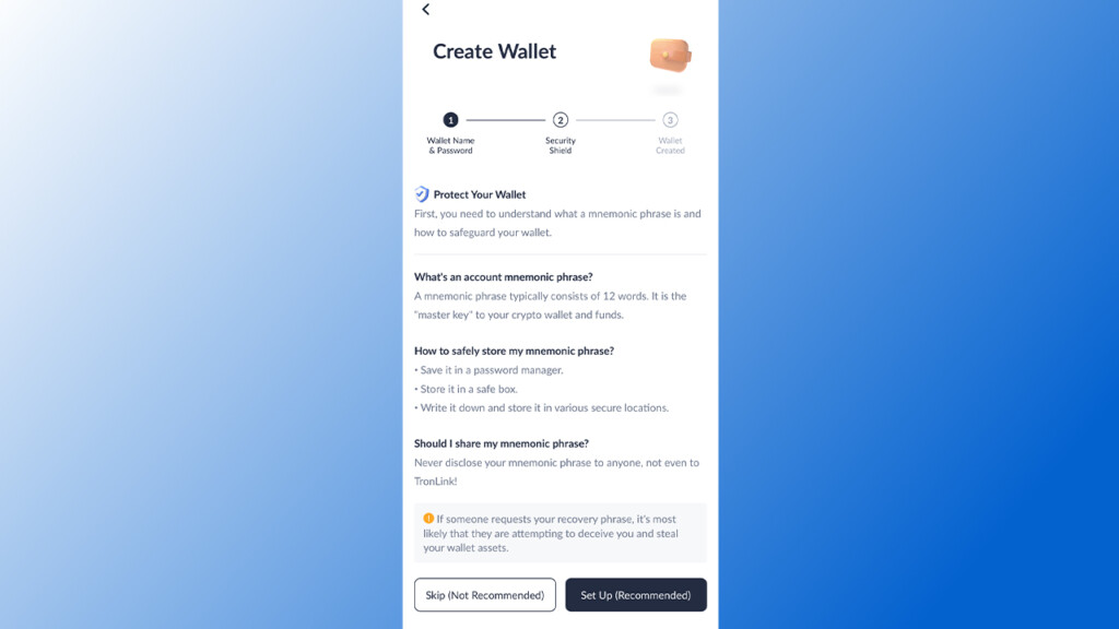 Safely Record The Mnemonic Phrase; Itâs Essential For Account Recovery In Tronwallet In Mobile App