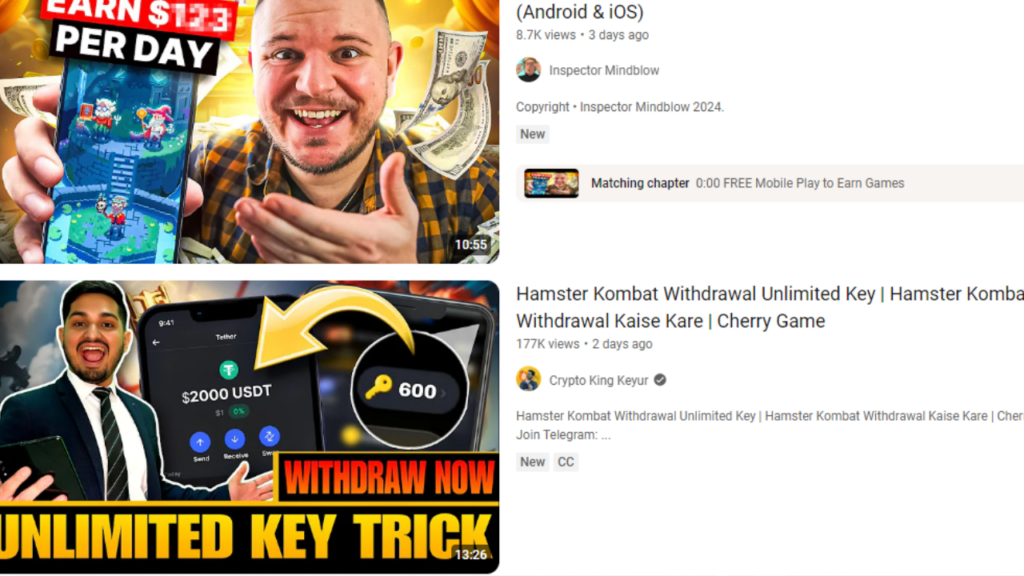 youtube videos promoting crypto games without credible information
