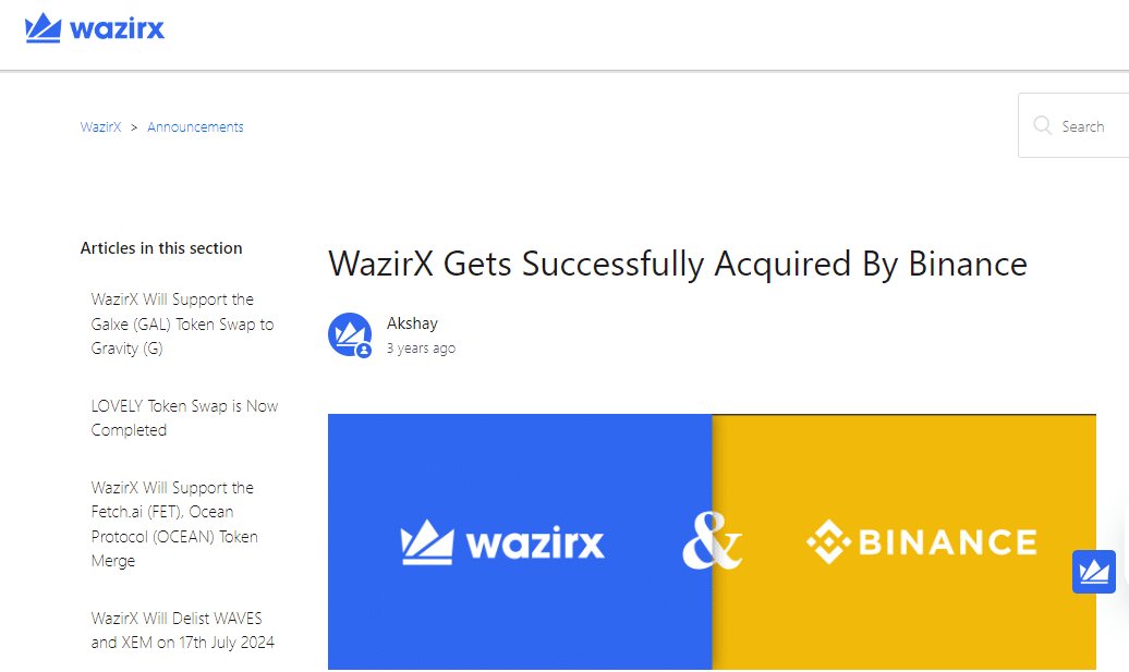 WazirX Gets Successfully Acquired By Binance