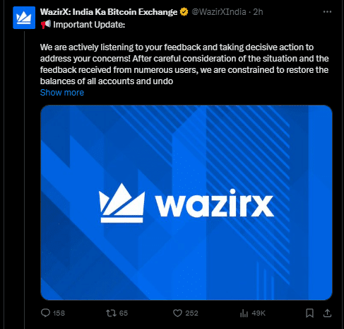Wazirx X Post