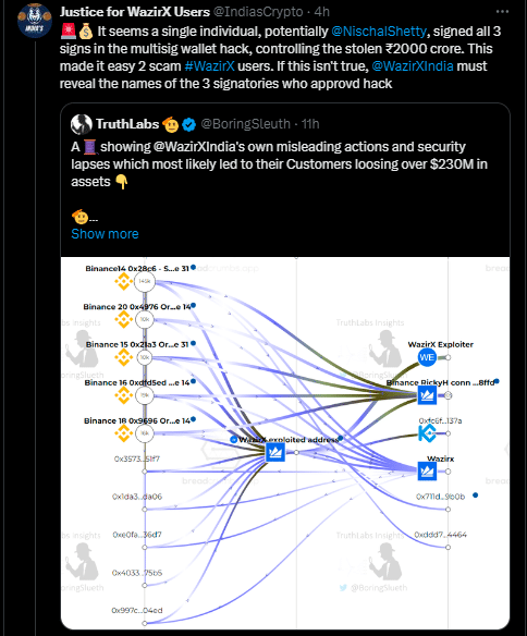 X Post of Justice for WazirX Users