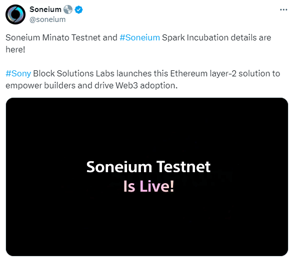 X Post of Soneium 