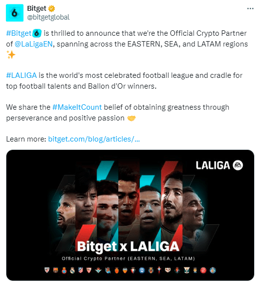 Bitget Announces Partnership As Laligaen'S Official Crypto Partner