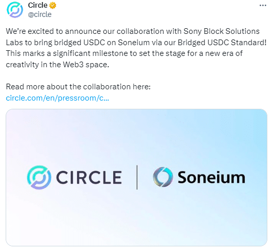 Circle And Sony Partner To Use Usdc On Soneium Blockchain