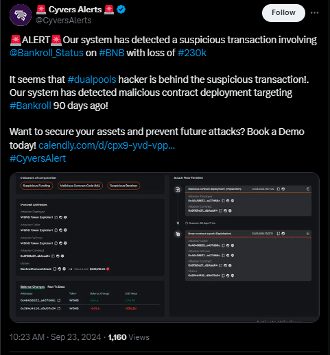 Bankroll Status Suffer $230K Loss To Dualpools Hacker Attack 2 Cyverbnb
