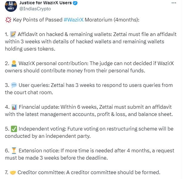 Justice for wazirX Users Tweet
