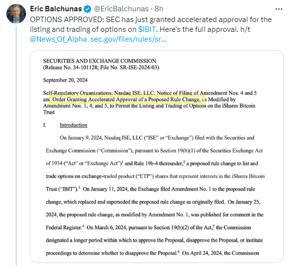 Sec Approves Nasdaq To Trade Options For Blackrock'S Bitcoin Etf