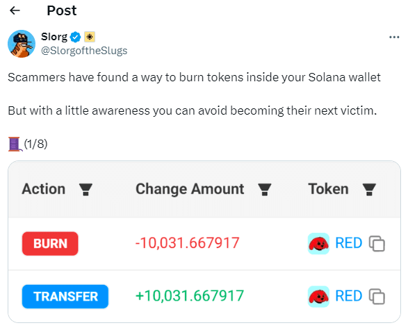 Scammers Exploit Solana Wallets To Burn Tokens Instantly