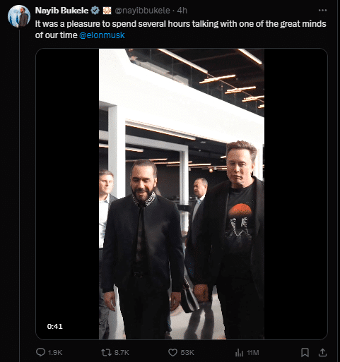 X Post of Nayib Bukele 