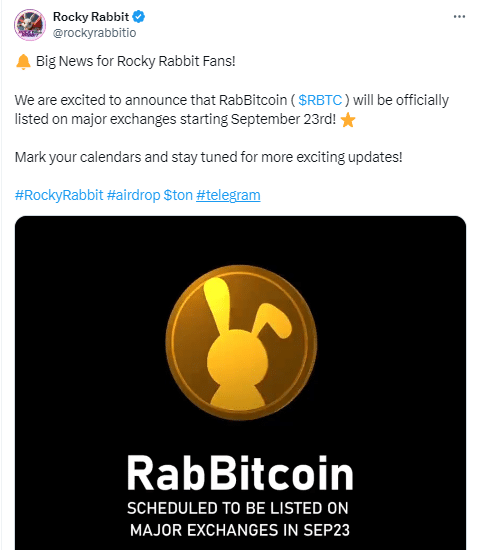 Rocky Rabbit Coin (Rbtc) To Hit Major Exchanges On September 23 2 Image 1