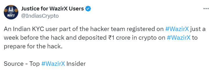 Wazirx Hacker Completed Kyc Verification Weeks Before Hack!! 2 Wazirx Hacker Completed Kyc Verification