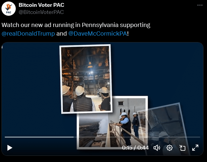 Bitcoin Voter Pac’s Ad Promoting Donald Trump