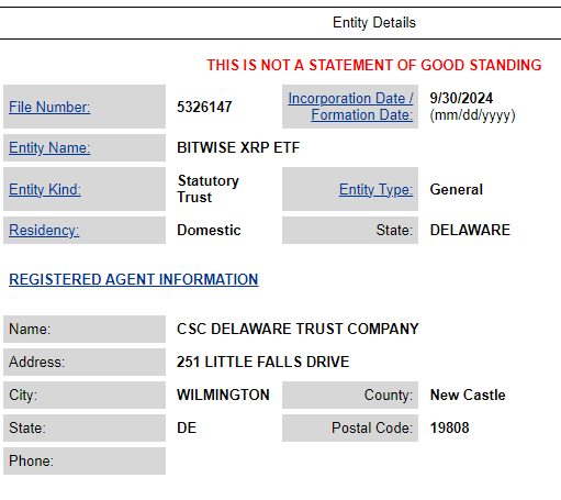 Bitwise Files for XRP ETF in Delaware Amid Ongoing SEC Battle