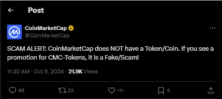 Coinmarketcap Scam Alert