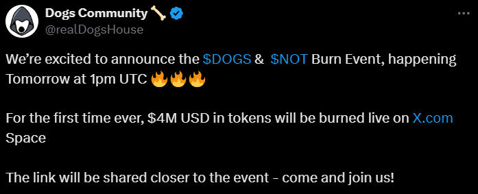 $Dogs And $Not Prepare For Joint Token Burn On October 9 2 $Dogs Announcement