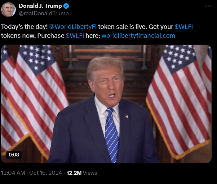 Donald Trump Announced Wfli Token Sale On X 1