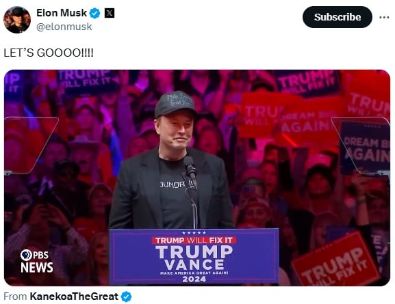Elon Musk Promises $2 Trillion Budget Cuts At Trump Rally