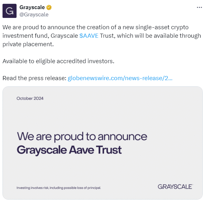 Grayscale Launches Aave Trust